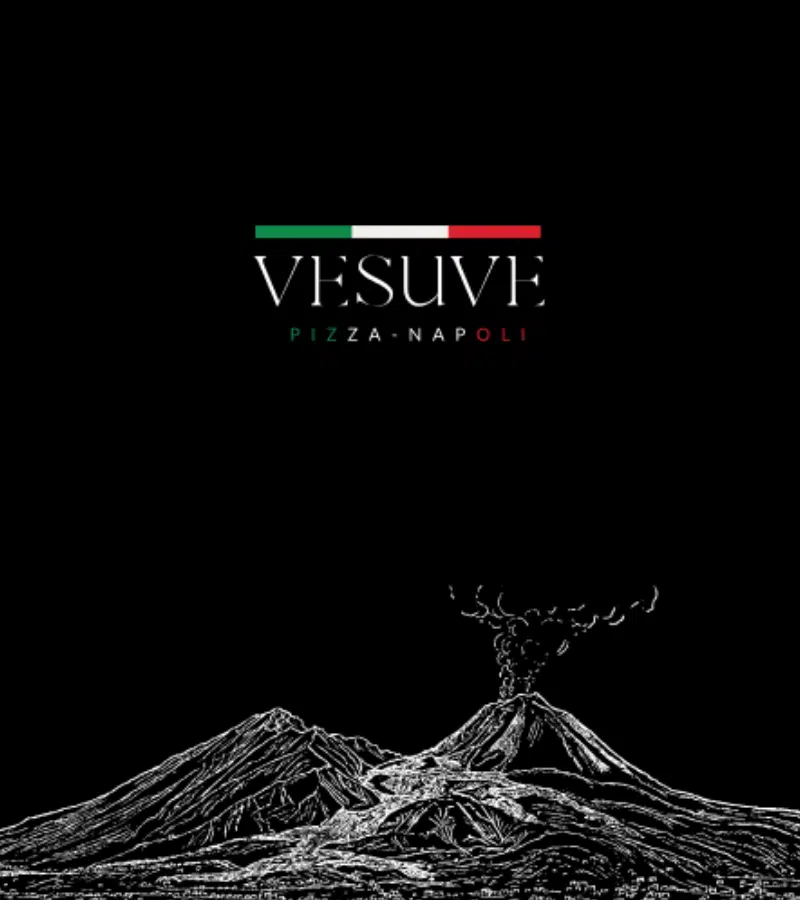 Logo Vesuve Pizza Napoli avec volcan