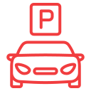 Icône de stationnement rouge