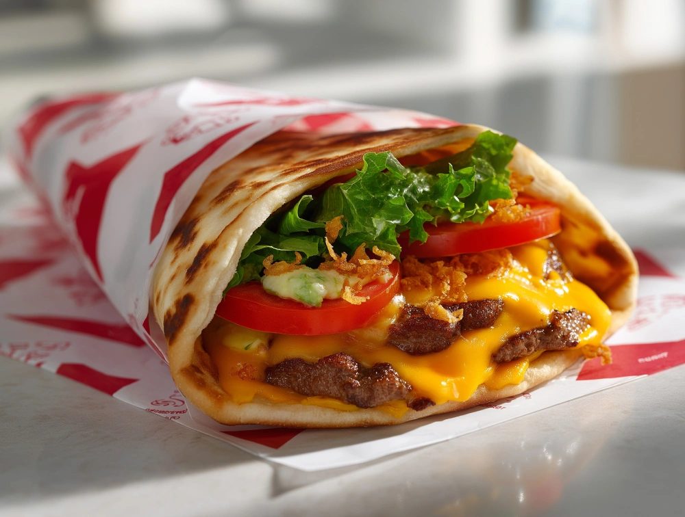 Wrap burger avec fromage et légumes