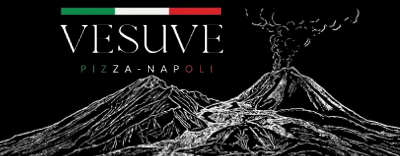 Logo Vesuve Pizza Napoli avec volcan